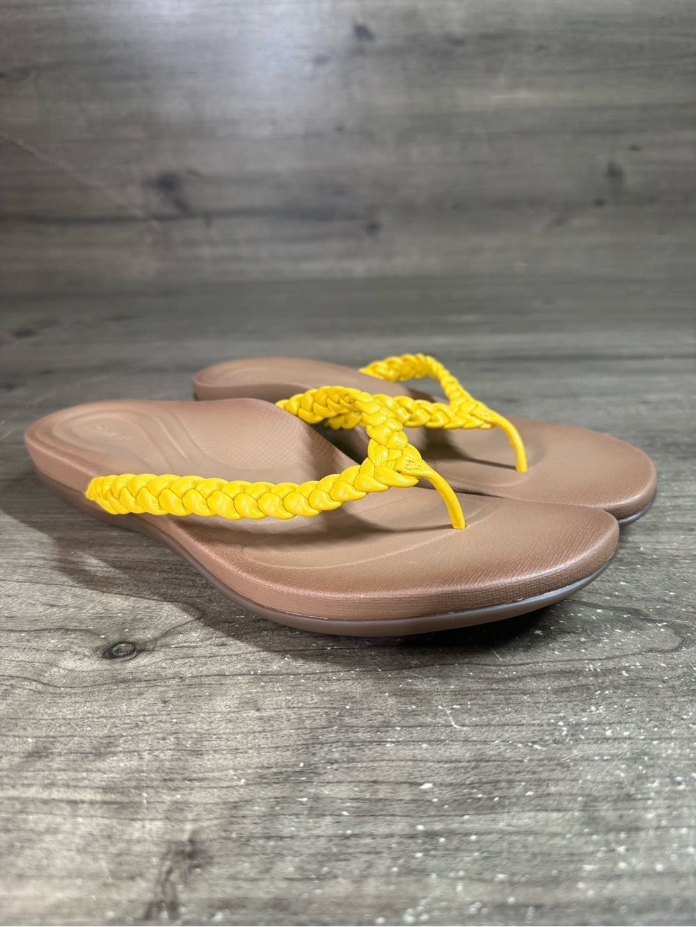 Aetrex Rachel AE727 Womens 7.5-8 Yellow Braided Orthotic Thong Sandals EU38